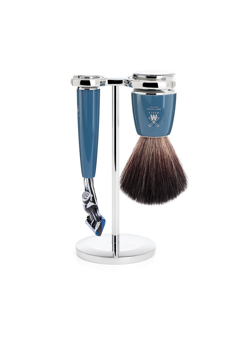 Rytmo Petrol 3 Pc. Black Fibre / Fusion Shaving Set, Main, color, Petrol Blue