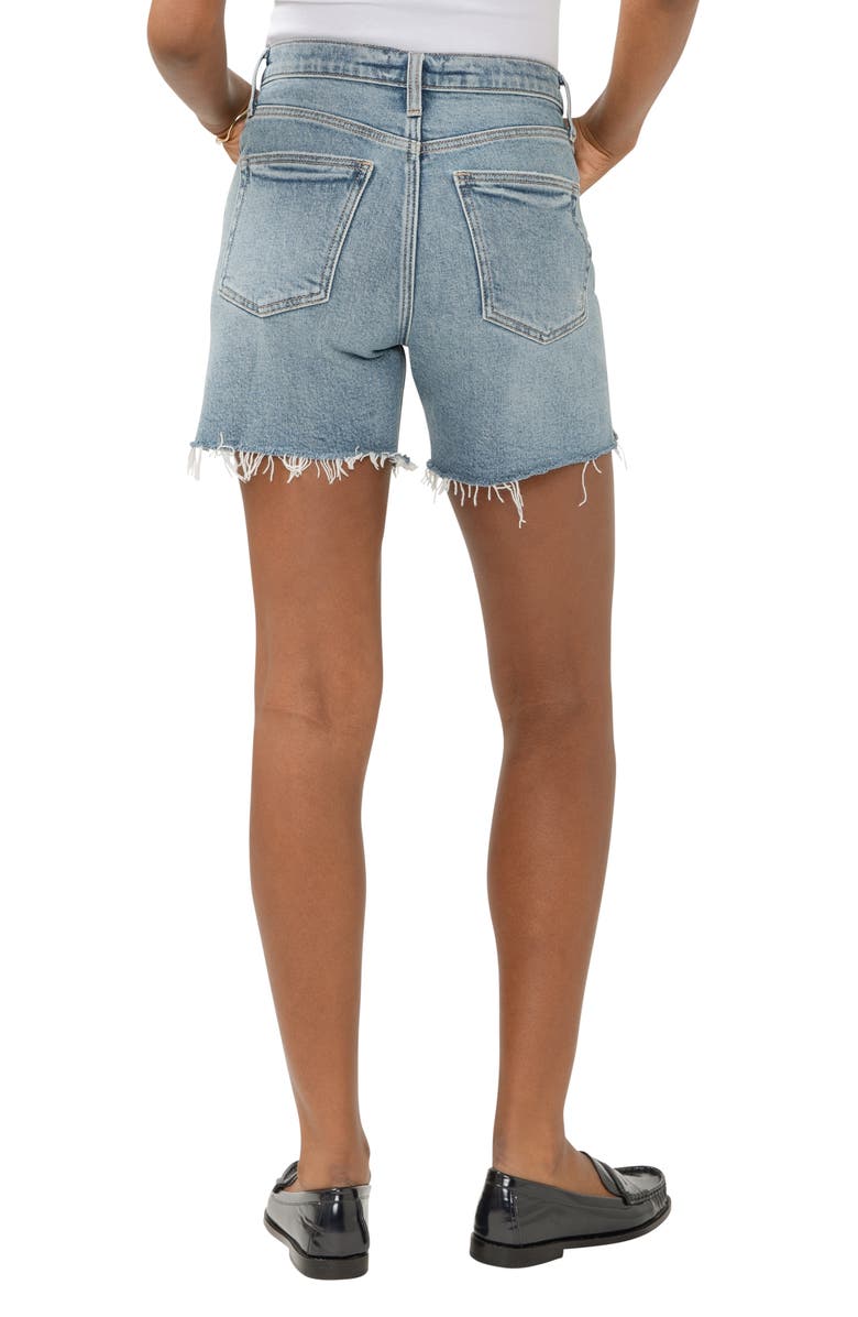 Silver Jeans Co. Highly Desirable Raw Hem High Waist Long Denim Shorts, Alternate, color, Indigo