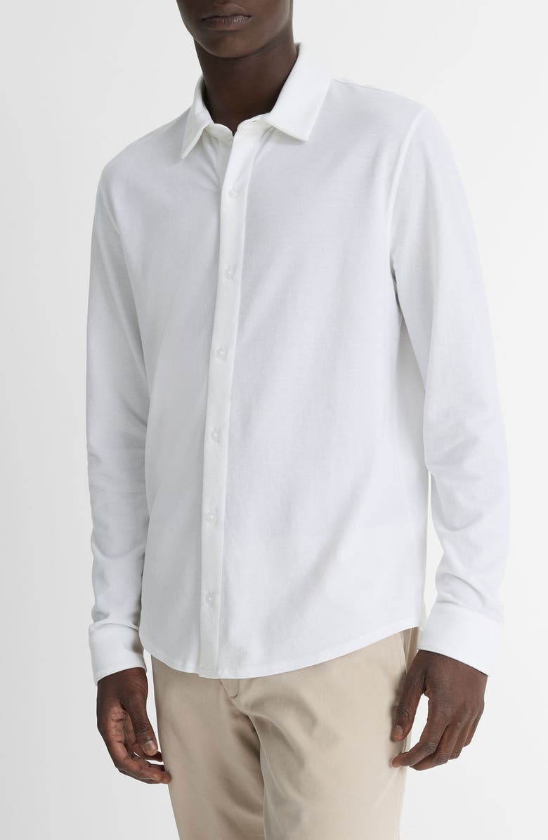 Vince Cotton Piqué Knit Button-Up Shirt, Alternate, color,