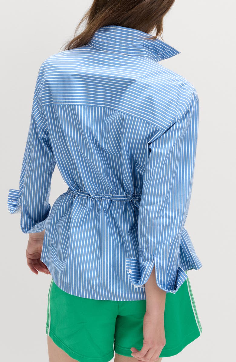 M&S Stripe Drawcord Waist Cotton Button-Up Shirt, Alternate, color, Blue/ Multi