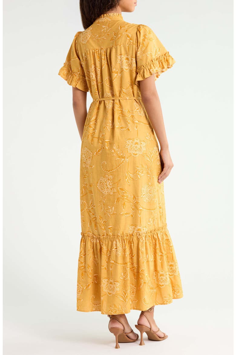 Alna Floral Cotton Maxi Dress, Alternate, color, MUSTARD