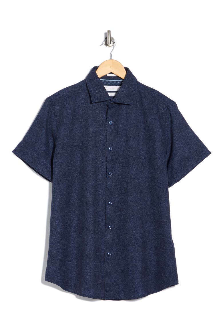 Short Sleeve Button-Up Shirt, Alternate, color, NAVY/ WHITE SPLASH