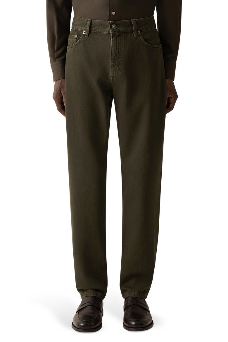 City Straight Leg Jeans, Main, color, DARK OLIVE GREEN