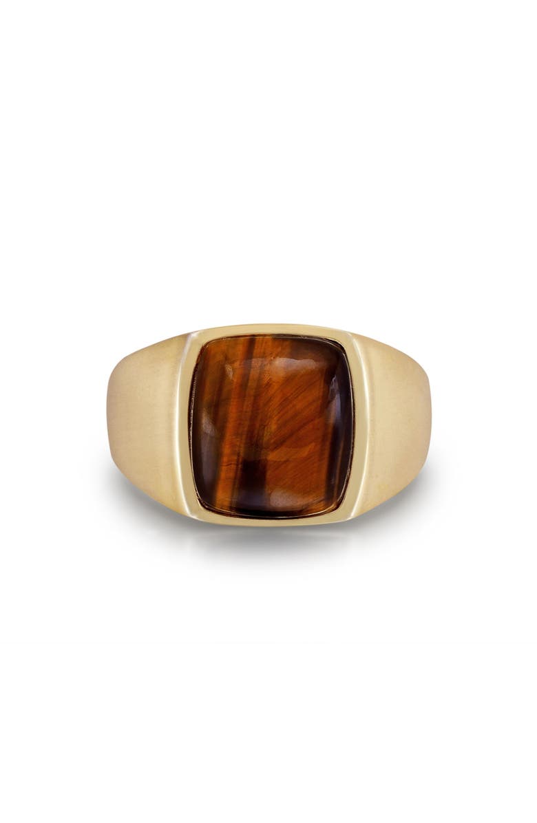 LuvMyJewelry Chatoyant Red Tiger Eye Quartz Sterling Silver Men Signet Ring, Main, color, 14Kt Gold Vermeil On Sterling