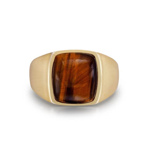 Chatoyant Red Tiger Eye Quartz Sterling Silver Men Signet Ring