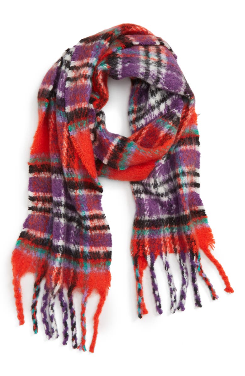 Topshop Heavy Check Scarf, Alternate, color, 