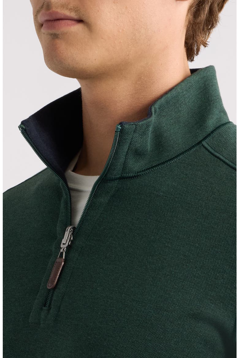 Icon Reversible Cotton Blend Piqué Quarter Zip Pullover, Alternate, color, FOREST/ NAVY
