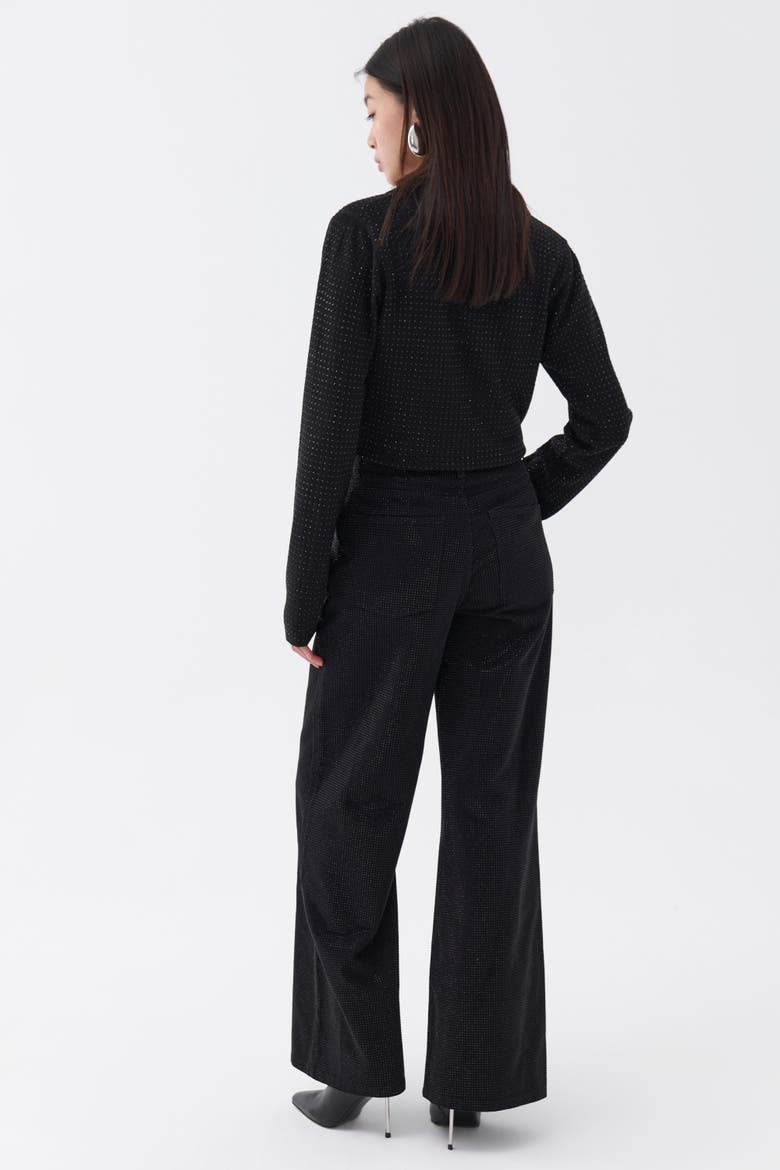 Stone Embroidered Jeans, Alternate, color, Black