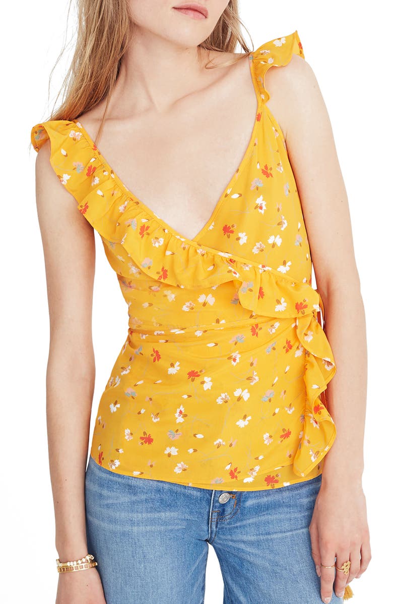 Madewell Silk Wrap Camisole Top, Main, color, 