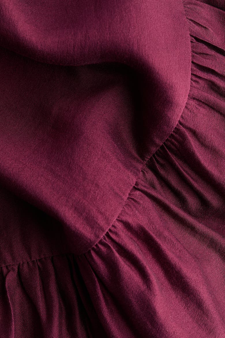 Frill-trimmed A-line Dress, Alternate, color, Burgundy