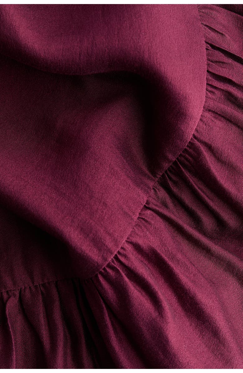 H&M Frill-trimmed A-line Dress, Alternate, color, Burgundy