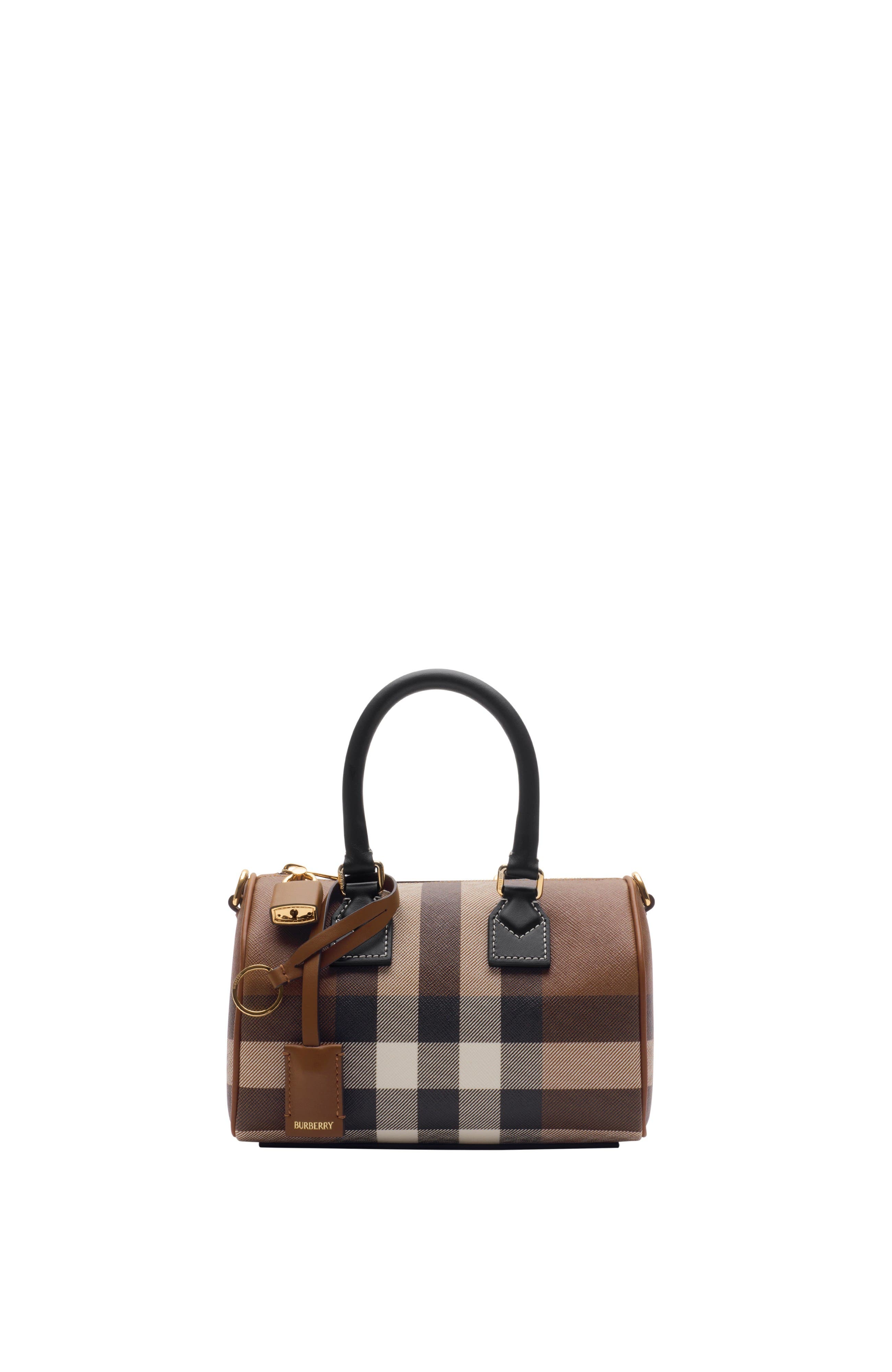 Burberry Mini Check Bowling Bag, Main, color, 