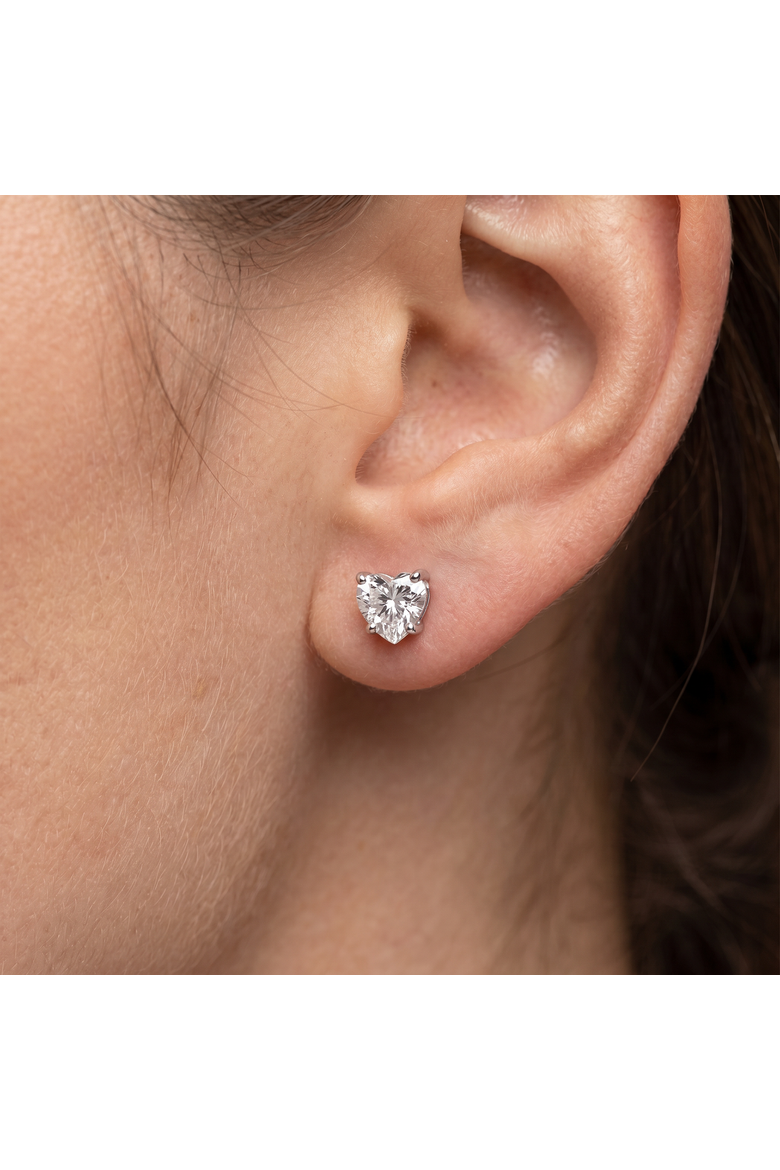 1Ct Heart Shape Diamond Studs Lab Grown 14k Gold, Alternate, color, 14k White Gold