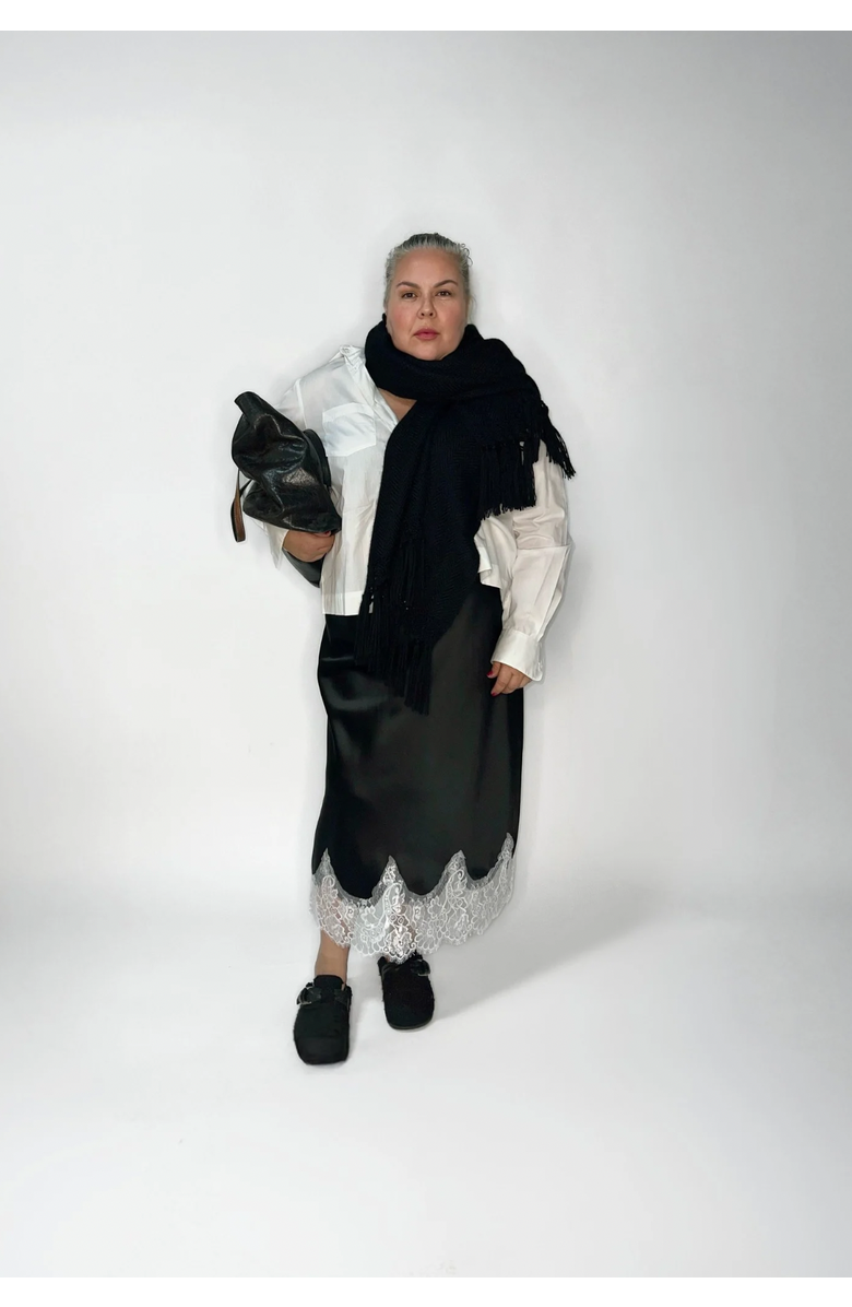 BAACAL Bias Lace Skirt, Alternate, color, Black/White