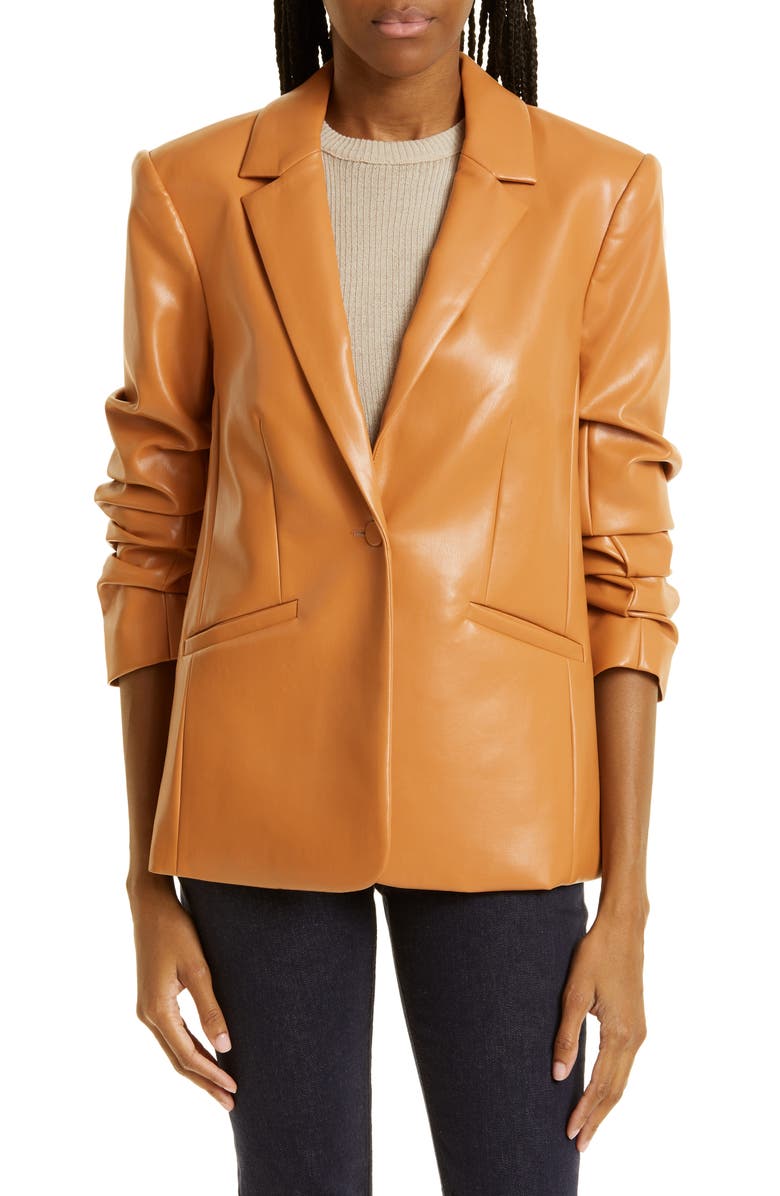 Cinq à Sept Kylie Faux Leather Blazer, Main, color, 