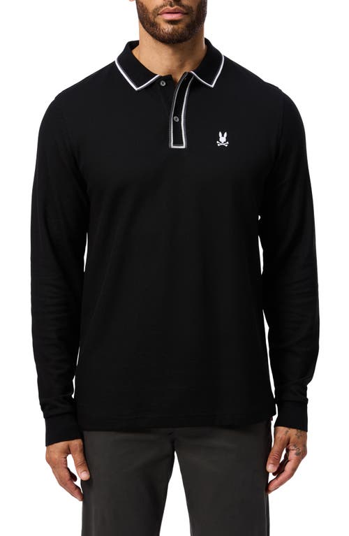 Psycho Bunny Kent Long Sleeve Pima Cotton Piqué Polo in Black 