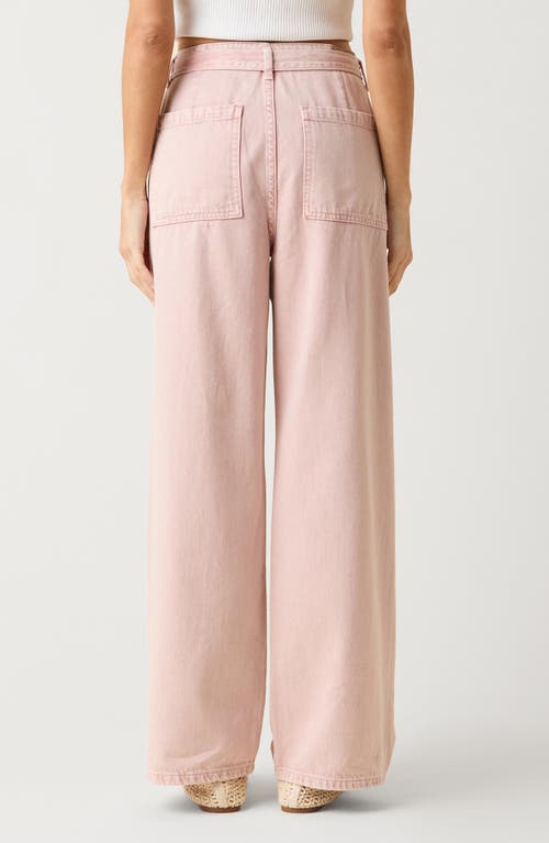 Le Jean Rory Relaxed Tie Waist Wide Leg Jeans In Pink