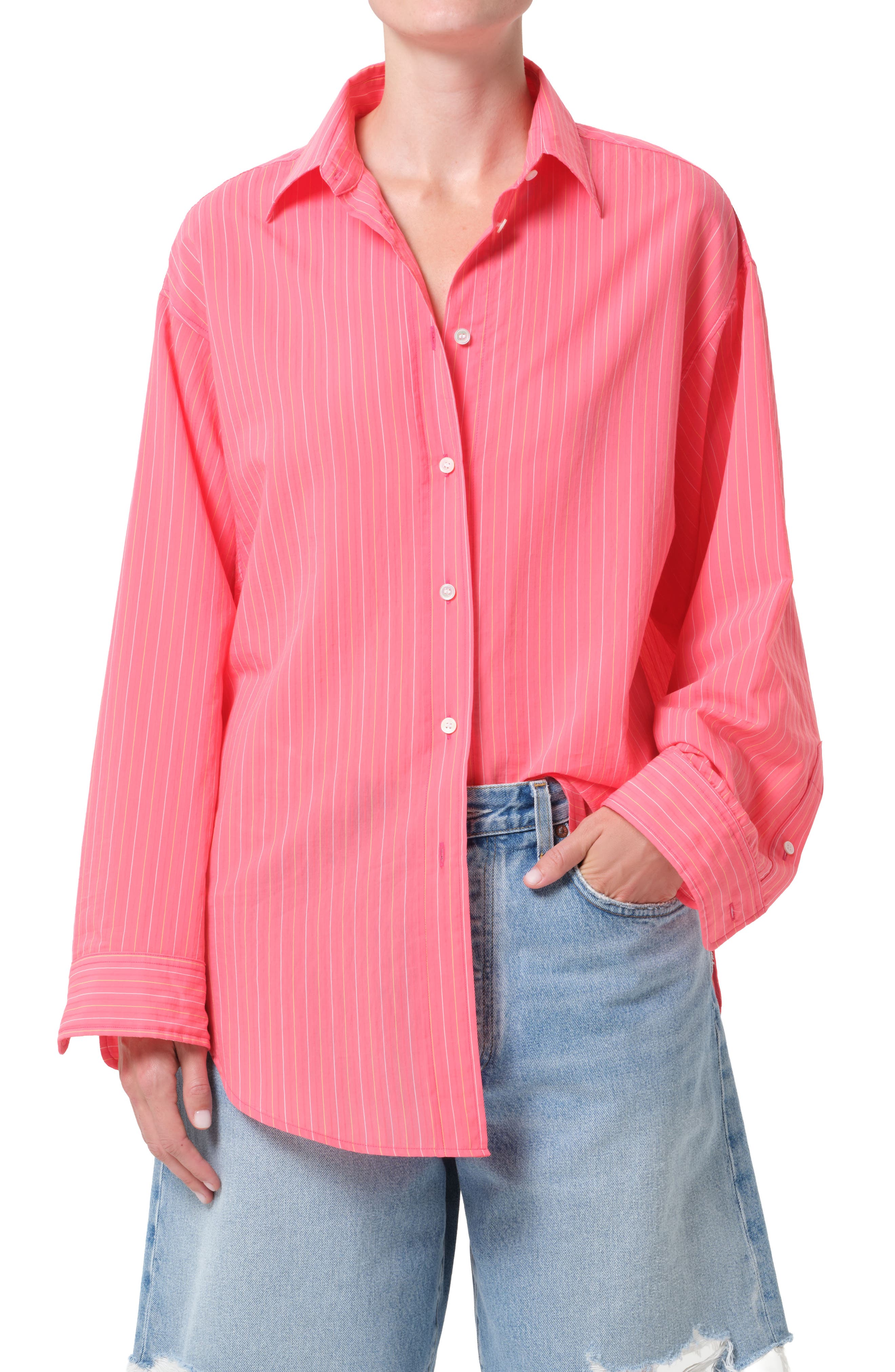 Sona Pinstripe Oversize Button-Up Shirt - image 3