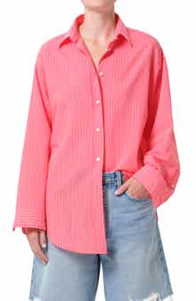 Sona Pinstripe Oversize Button-Up Shirt