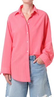 AGOLDE Sona Pinstripe Oversize Button-Up Shirt