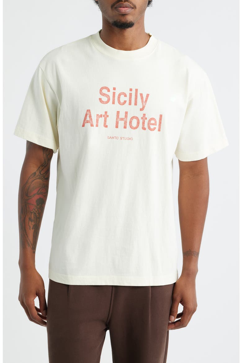 Sicily Art Hotel Graphic T-Shirt, Main, color, CREAM