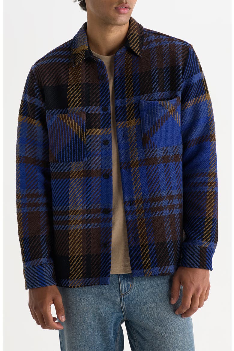 Whiting Check Shirt Jacket, Main, color, BLUE / BROWN