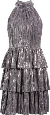 Eliza J Sequin Tiered Cocktail Dress