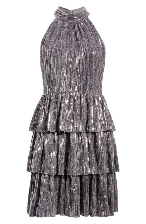 Eliza J Sequin Tiered Cocktail Dress In Silver