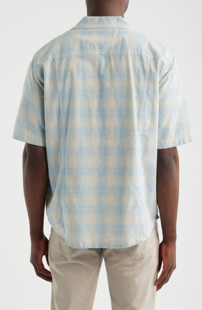 Corridor Plaid Short Sleeve Cotton & Linen Camp Shirt, Alternate, color, Light Blue