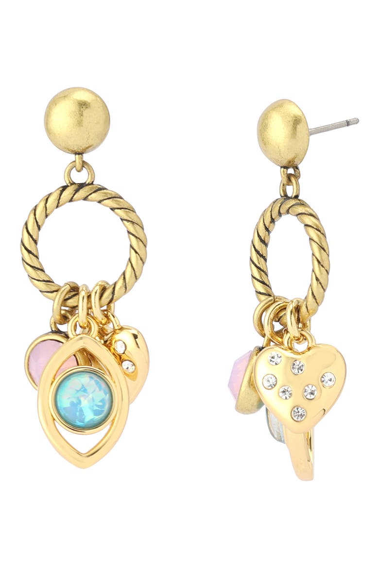 Charm Drop Earrings, Main, color, GOLD MULTI