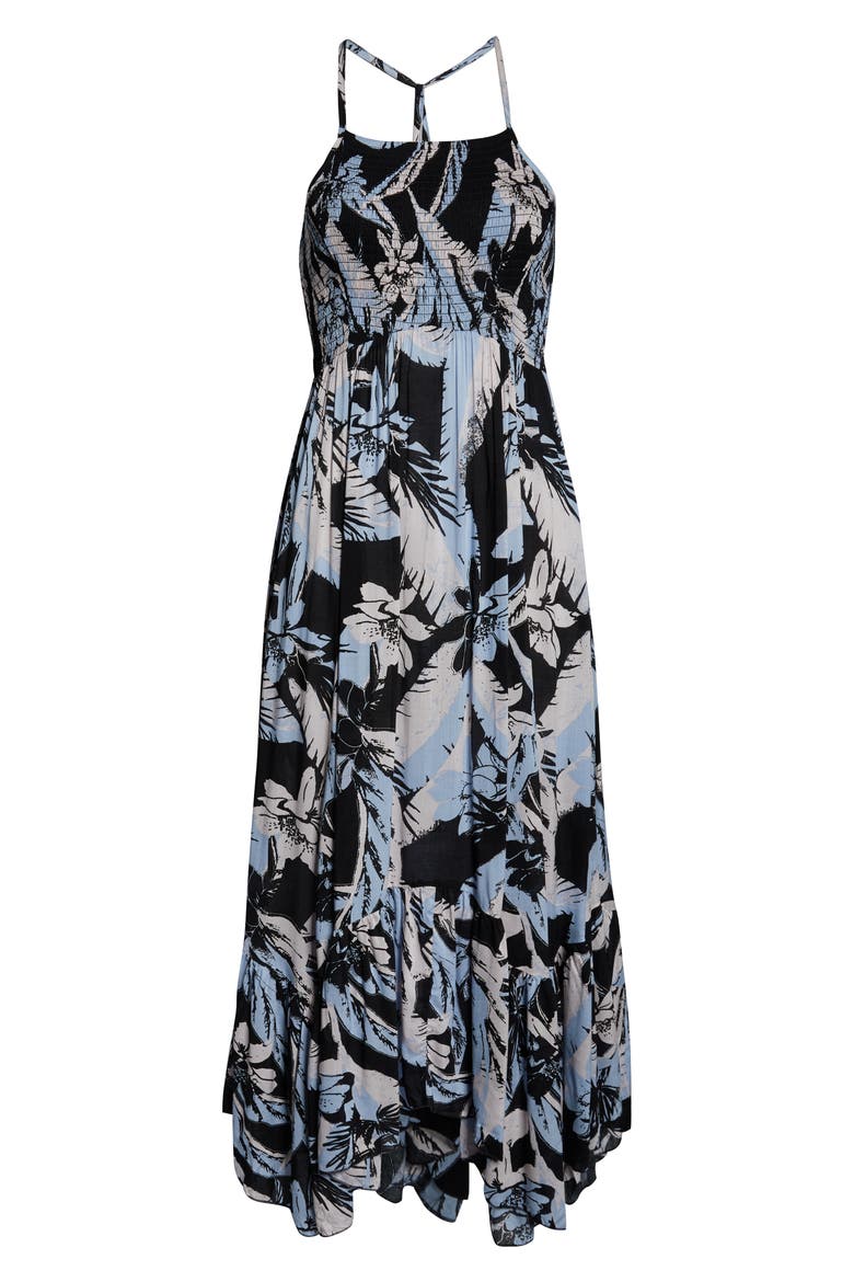 Heat Wave Floral Print High/Low Dress, Alternate, color, BLACK