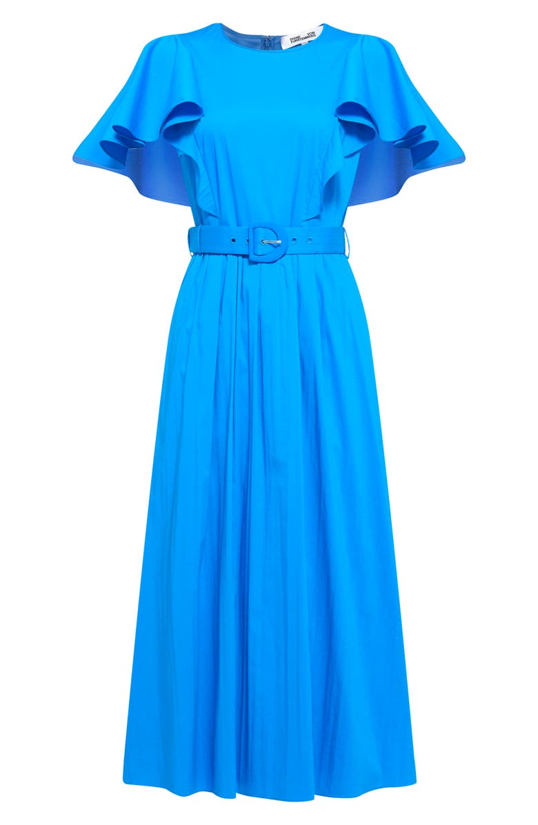 DVF Damon Ruffle Sleeve Cotton Blend Midi Dress, Alternate, color, 