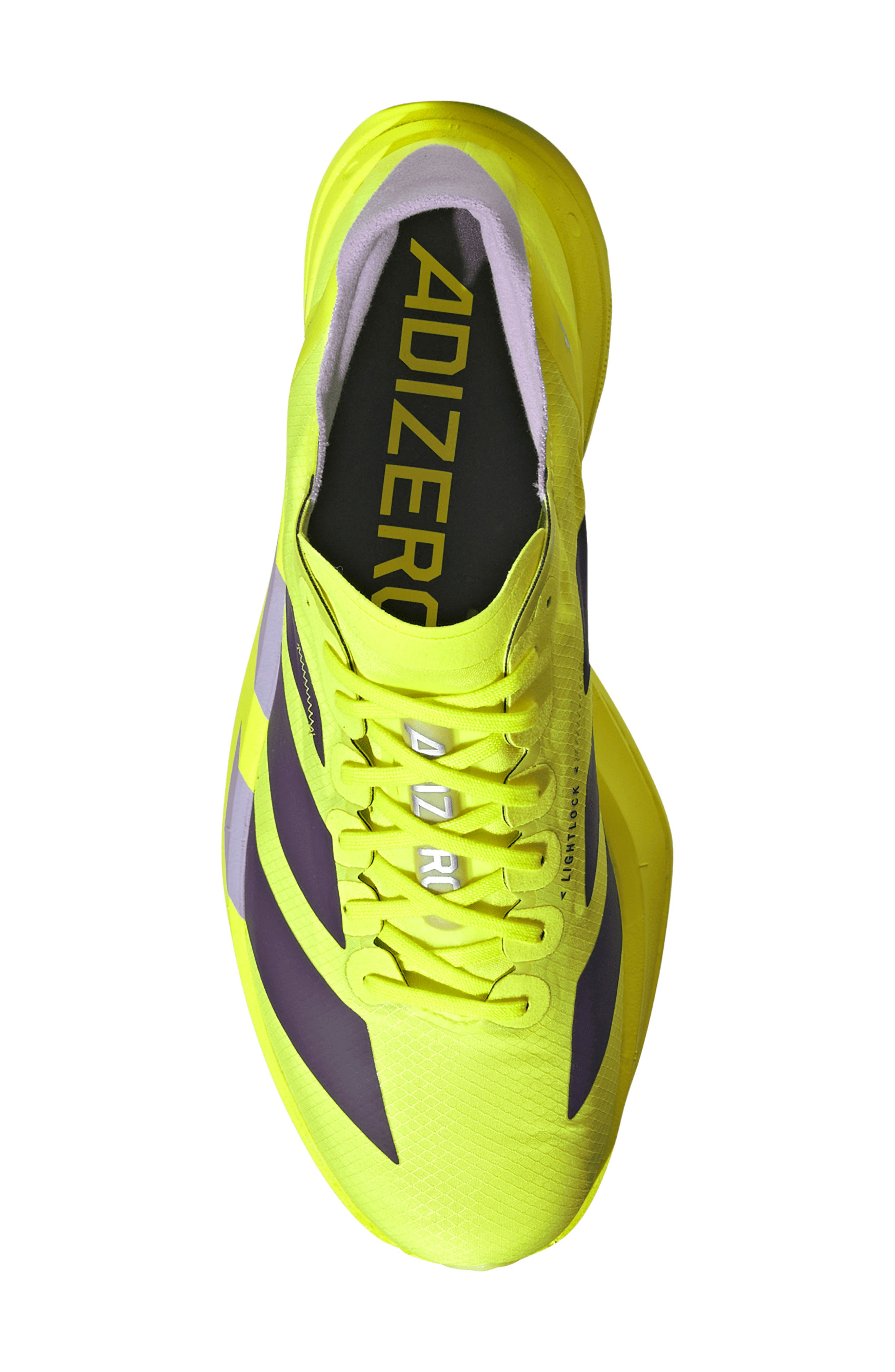 Adizero Adios Pro 4 Sneaker, Alternate, color, SYELLO/ AURPLU/ POWPLU