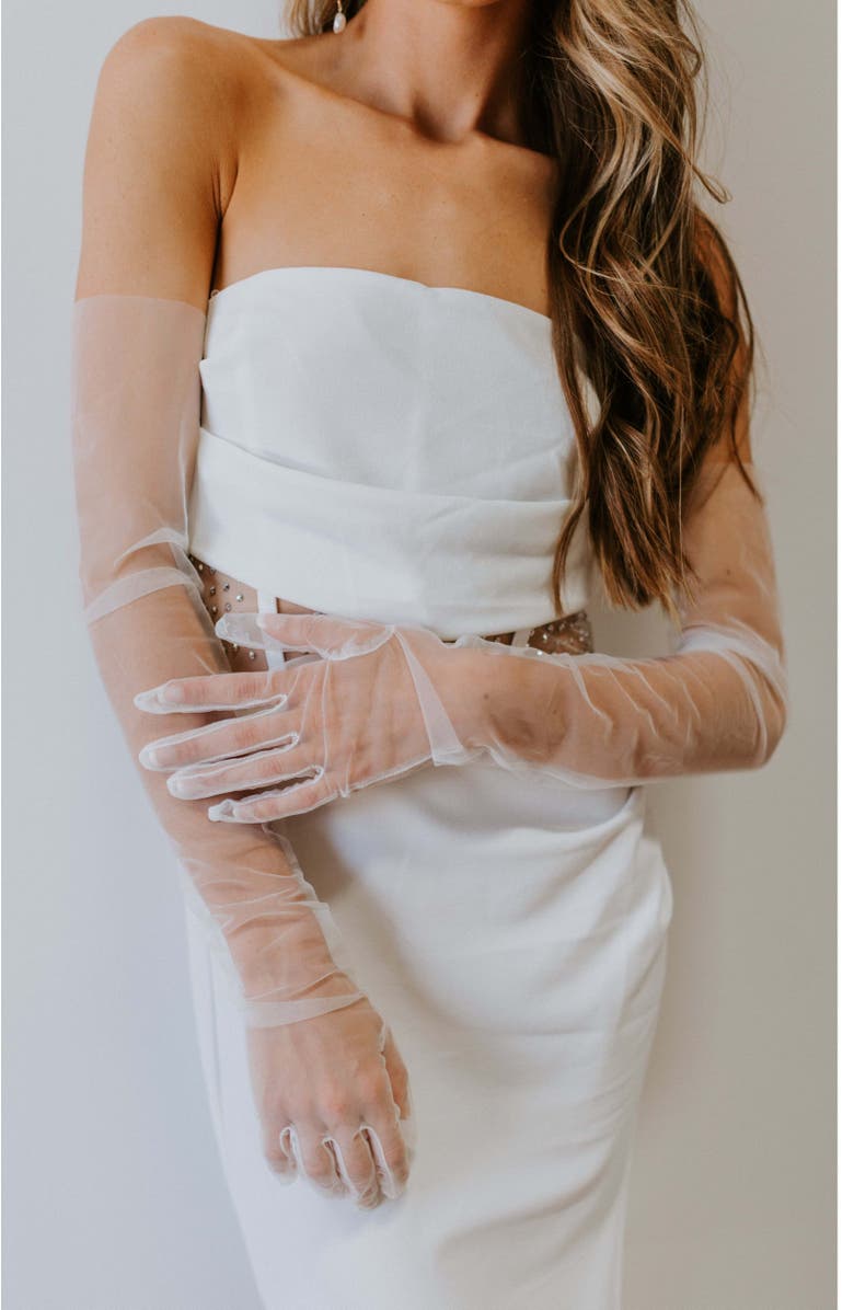 Untamed Petals Bishop Gloves, Alternate, color, Ivory