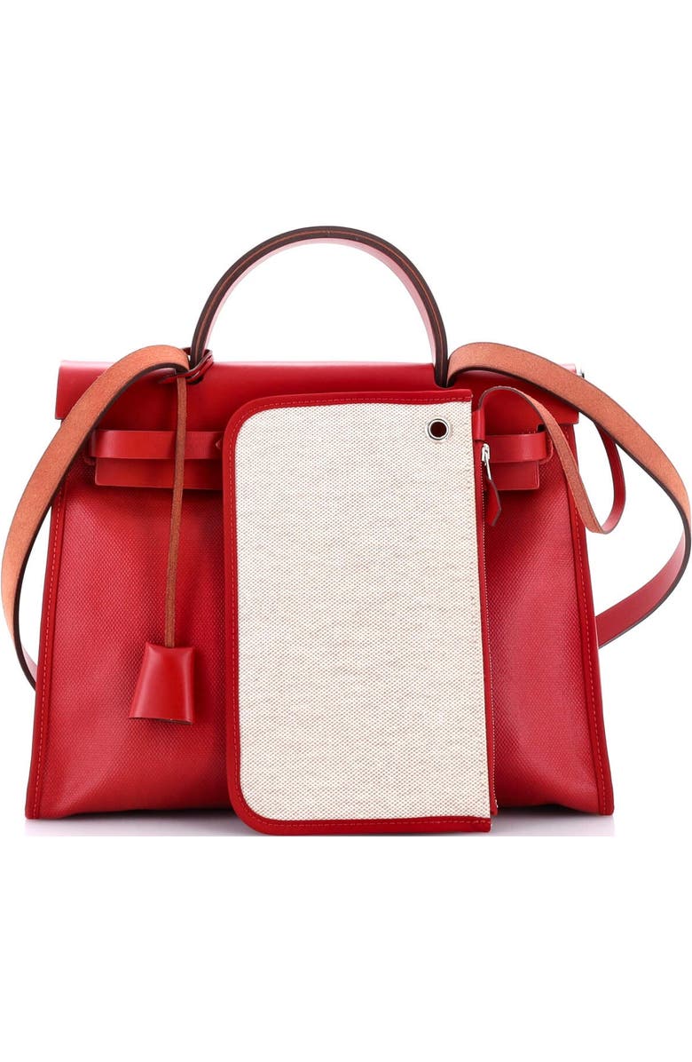 Pre-Owned Hermes Herbag Zip Berline Vache Canvas and Leather 31, Alternate, color, Rouge Piment