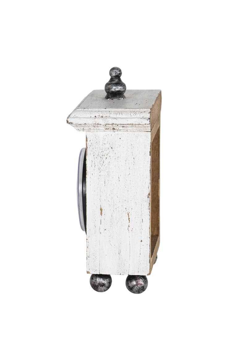 Square White Wood & Plexiglass Tabletop Clock, Alternate, color, White