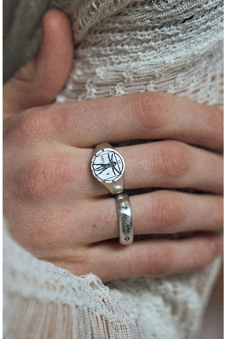 4 Symbols Ring, Alternate, color, SILVER