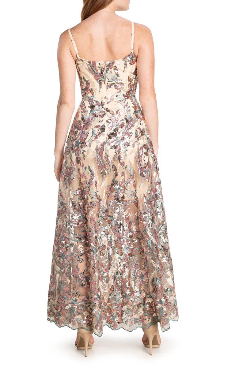 Dress the Population Umalina Sequin Floral Fit & Flare Gown, Alternate, color, 