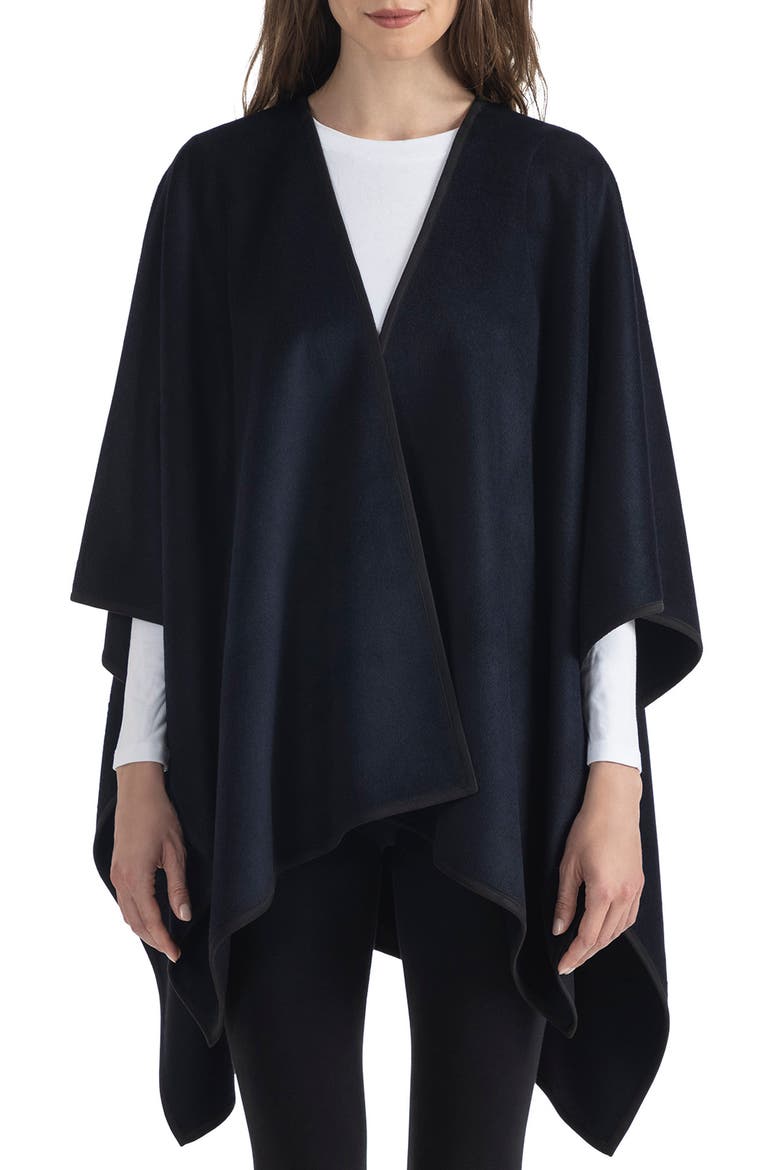Wool Blend Cape, Main, color, NAVY