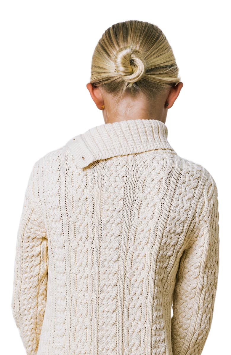 Hope & Henry Girls' Organic Split Neck Cable Sweater Dress, Toddler, Alternate, color,