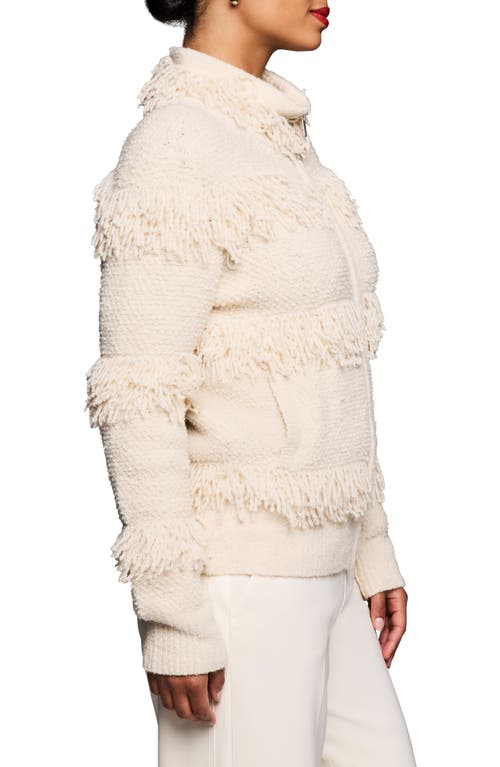 Nic + Zoe Nic+zoe Fringe Knit Jacket In Neutral