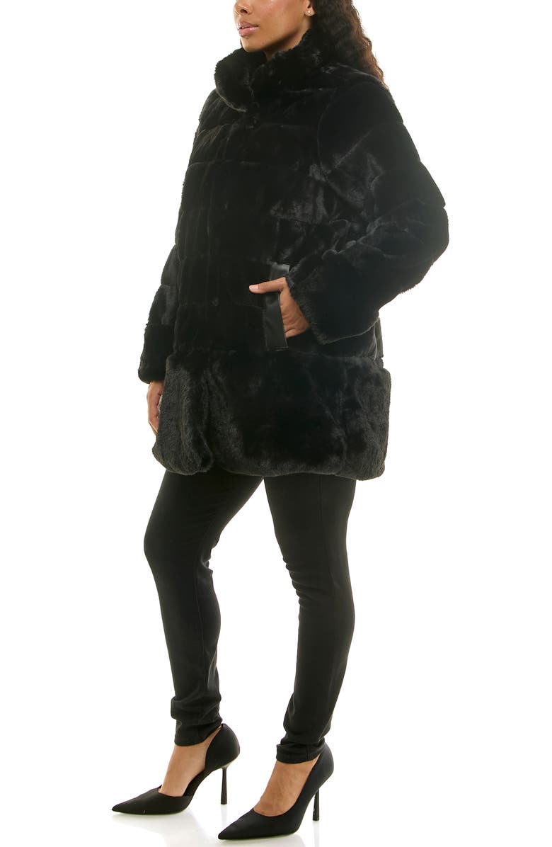 Nina Leonard Faux Fur Horizontal Stripe Jacket, Alternate, color, Black