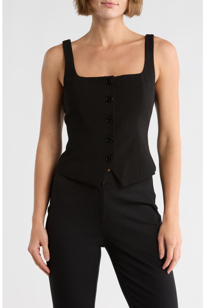 Button Front Vest, Main, color, BLACK