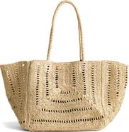 Madewell The Eyelet Raffia Shopper Tote
