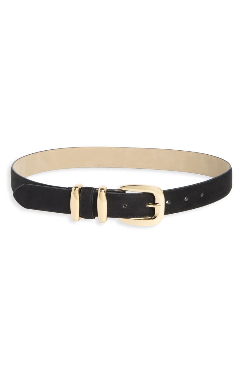 Steve Madden Faux Suede Keeper Belt, Main, color, Black-Gold