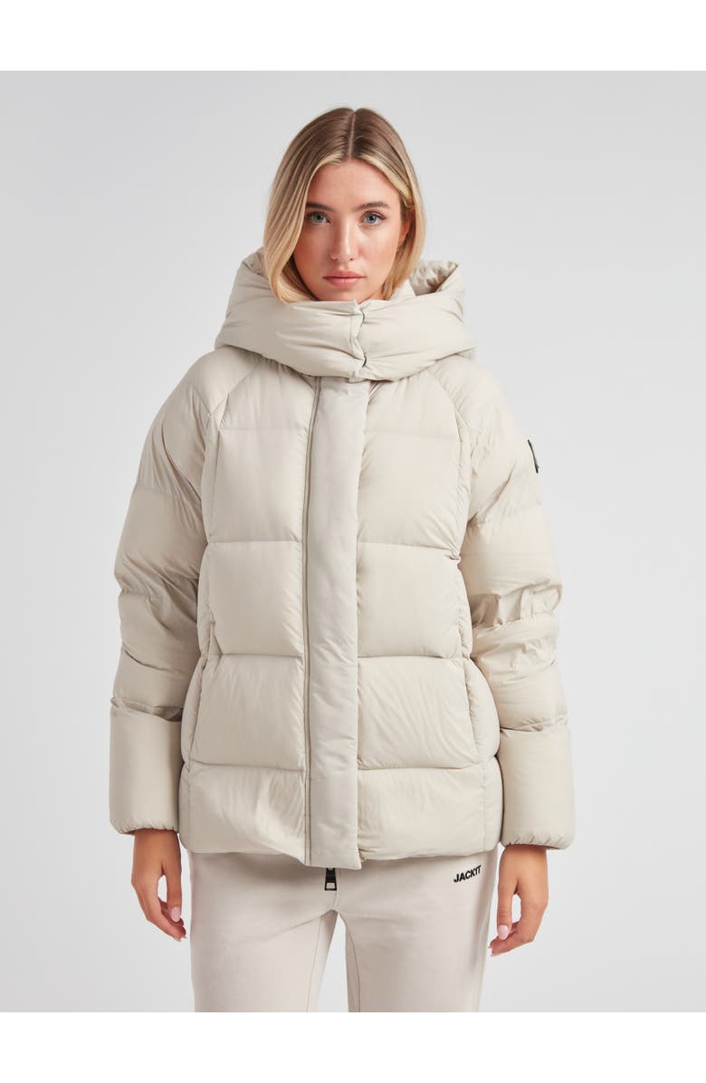 JACK1T Cloud Prime Hooded Down Jacket, Main, color, Stone/Sage