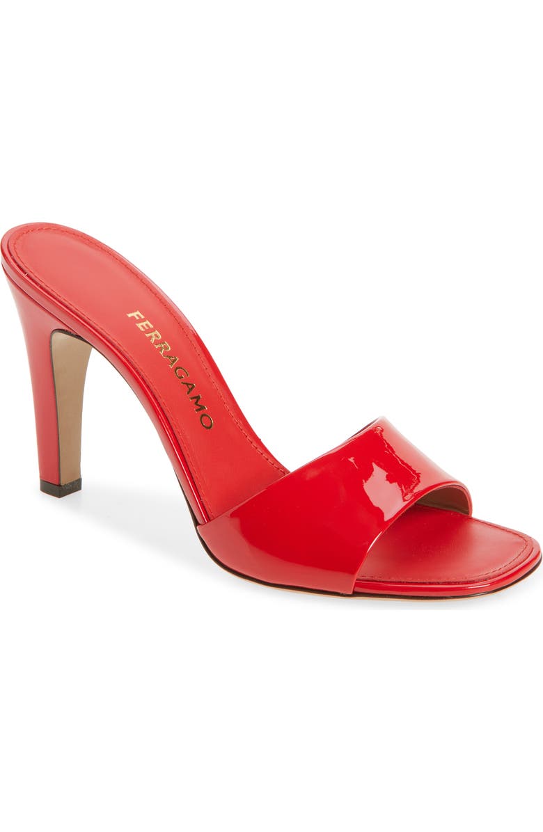 FERRAGAMO Tatiana Slide Sandal, Main, color, Flame Red Biscotto Flame Red