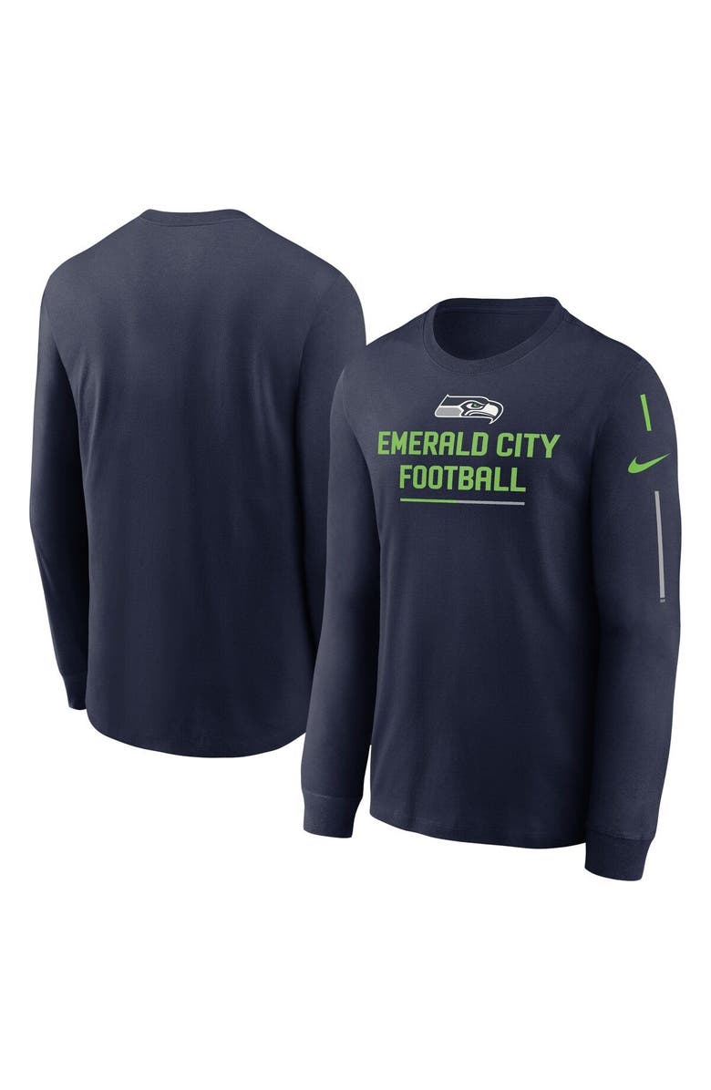 Nike Men's Nike College Navy Seattle Seahawks Team Slogan Long Sleeve T-Shirt, Main, color, Navy
