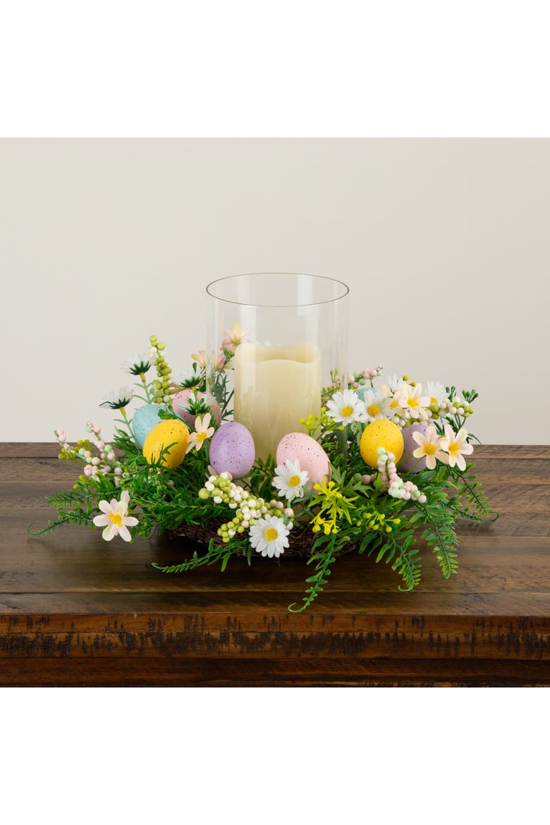 8-in Artificial Easter Candle Holder Arrangement, Alternate, color, Green