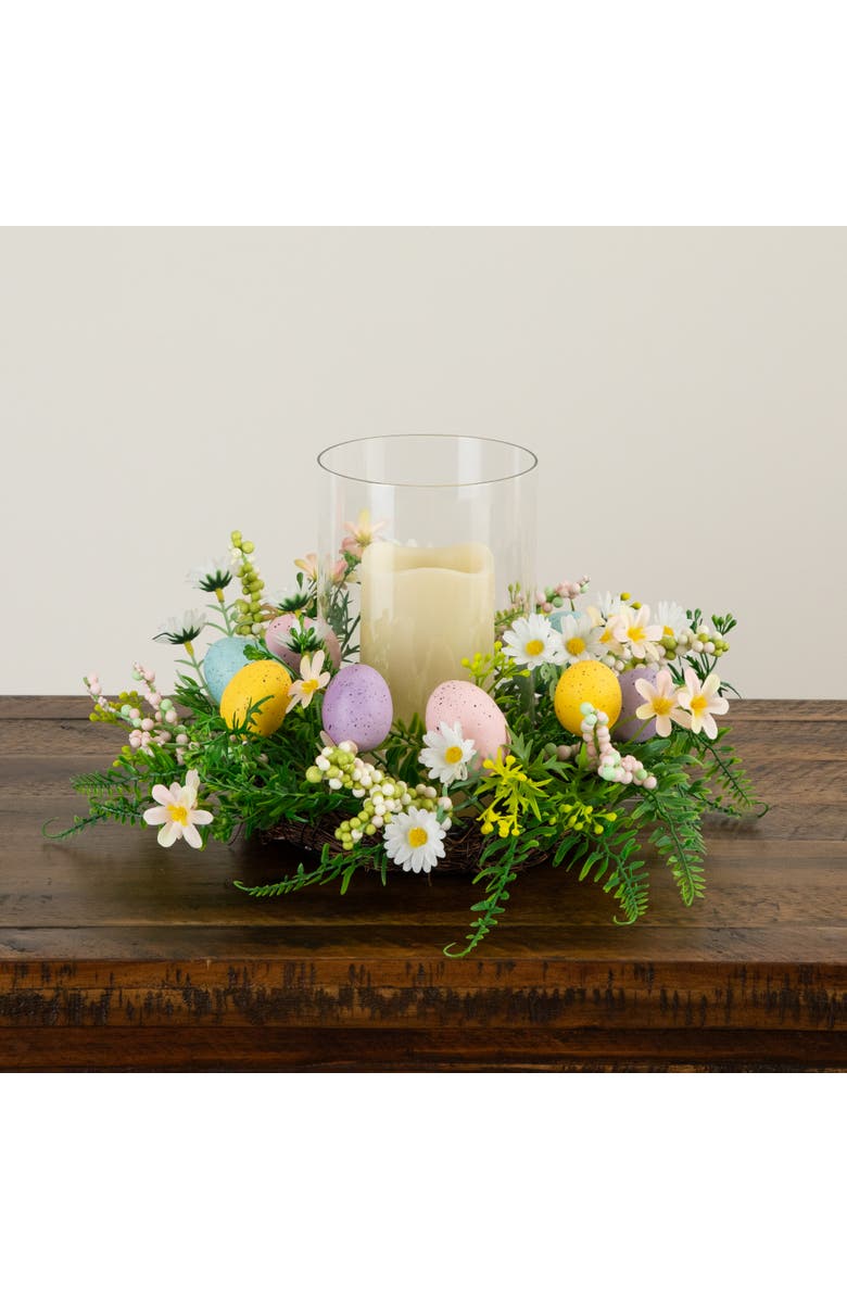 NEARLY NATURAL 8-in Artificial Easter Candle Holder Arrangement, Alternate, color, Green